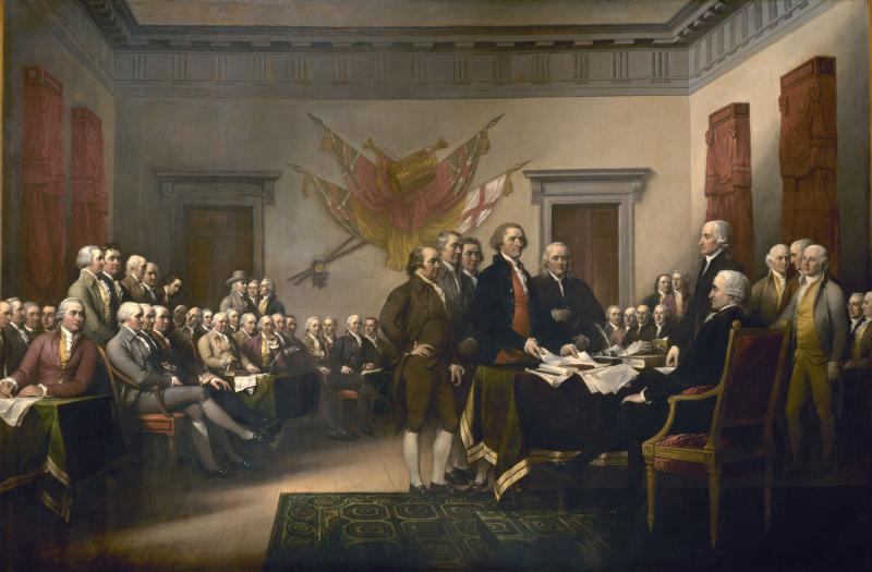 Painting of the signing of Declaration of Independence.
