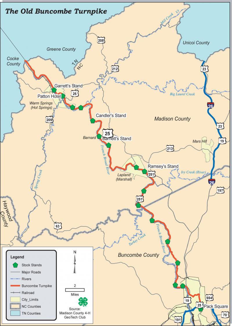 Buncombe County Turnpike: GIS map