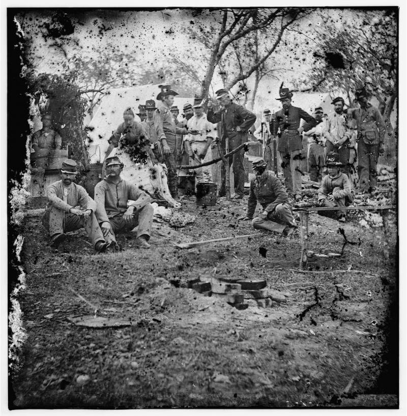 Cooking in a Civil War camp