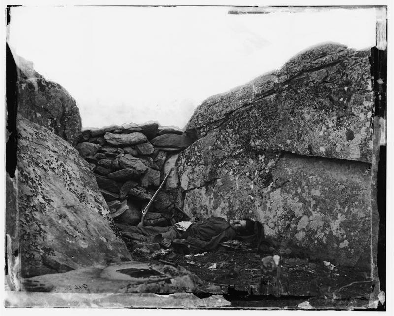 <img typeof="foaf:Image" src="http://statelibrarync.org/learnnc/sites/default/files/images/deadsoldier.jpg" width="1024" height="822" alt="Confederate soldier dead at Gettysburg" title="Confederate soldier dead at Gettysburg" />