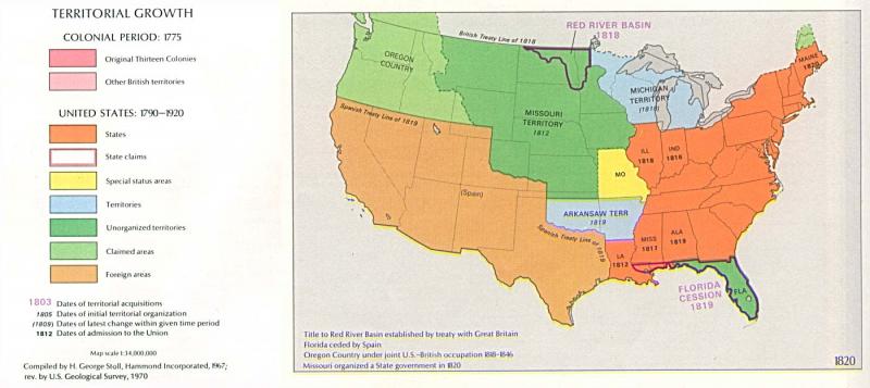 Map of US, 1820