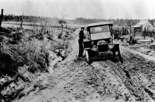 Automobile stuck in the mud