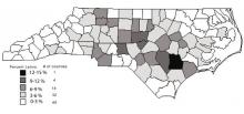 2000 NC Latinos as a percent of total county population