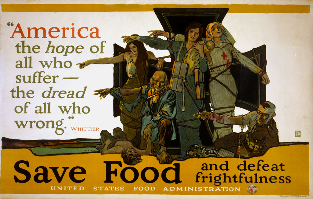 Government-produced posters urged Americans to save food during World War I